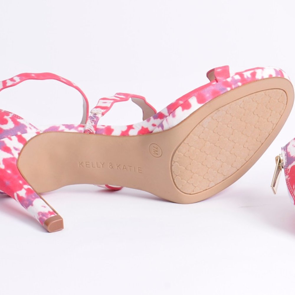 Kelly and Katie, Womens Pink Multi Strappy Zip Heels Shoes Size 7M - Picture 9 of 9